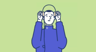 An illustration of a man wearing headphones