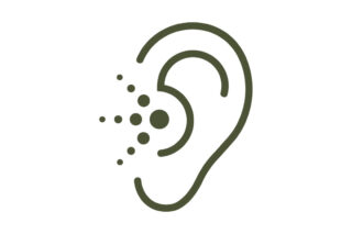 Ear icon with dots emanating from the centre indicating noise