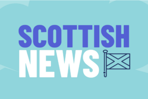 A graphic that says Scottish News with an illustration of a Scottish flag beside the words.