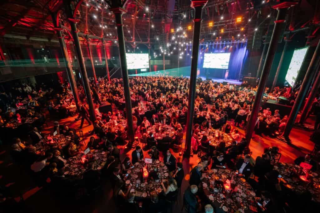 Coprorate partner, BIA gala dinner - view of the event from above the evening dinner tables