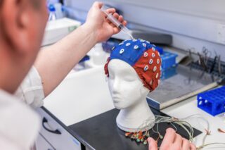Tinnitus researchers at Newcastle University in the lab.