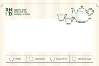 An example of a food card with space for dietary information.