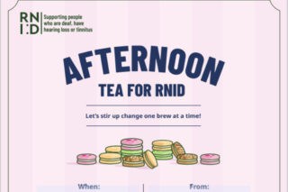 Sample of an invitation card for RNID's campaign, Afternoon Tea.