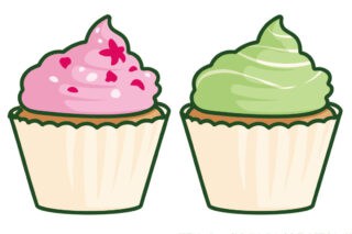 An illustration of two cupcakes.